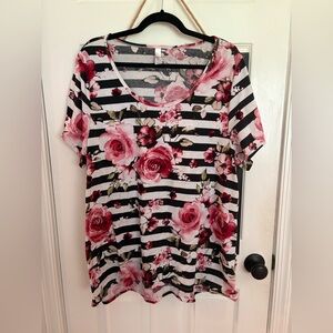Floral Striped Women's Top